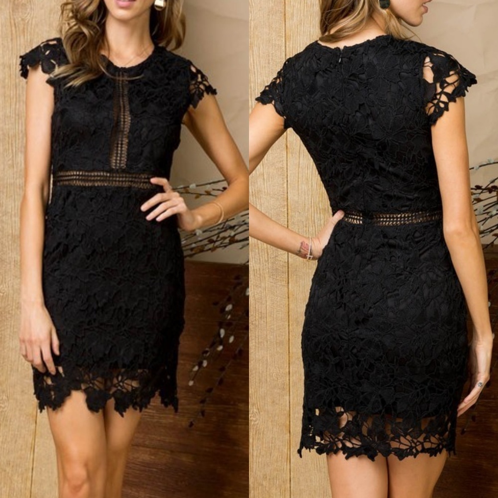 NEW Black Crochet Lace Dress